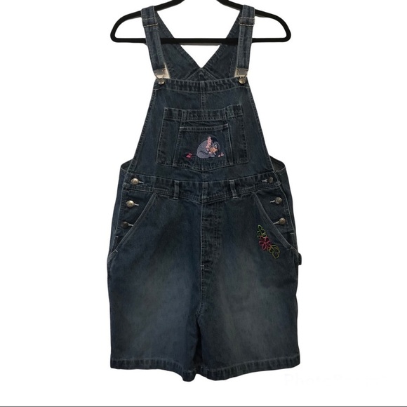 Disney Eeyore Embroidered Denim Overall Shorts - Picture 1 of 8